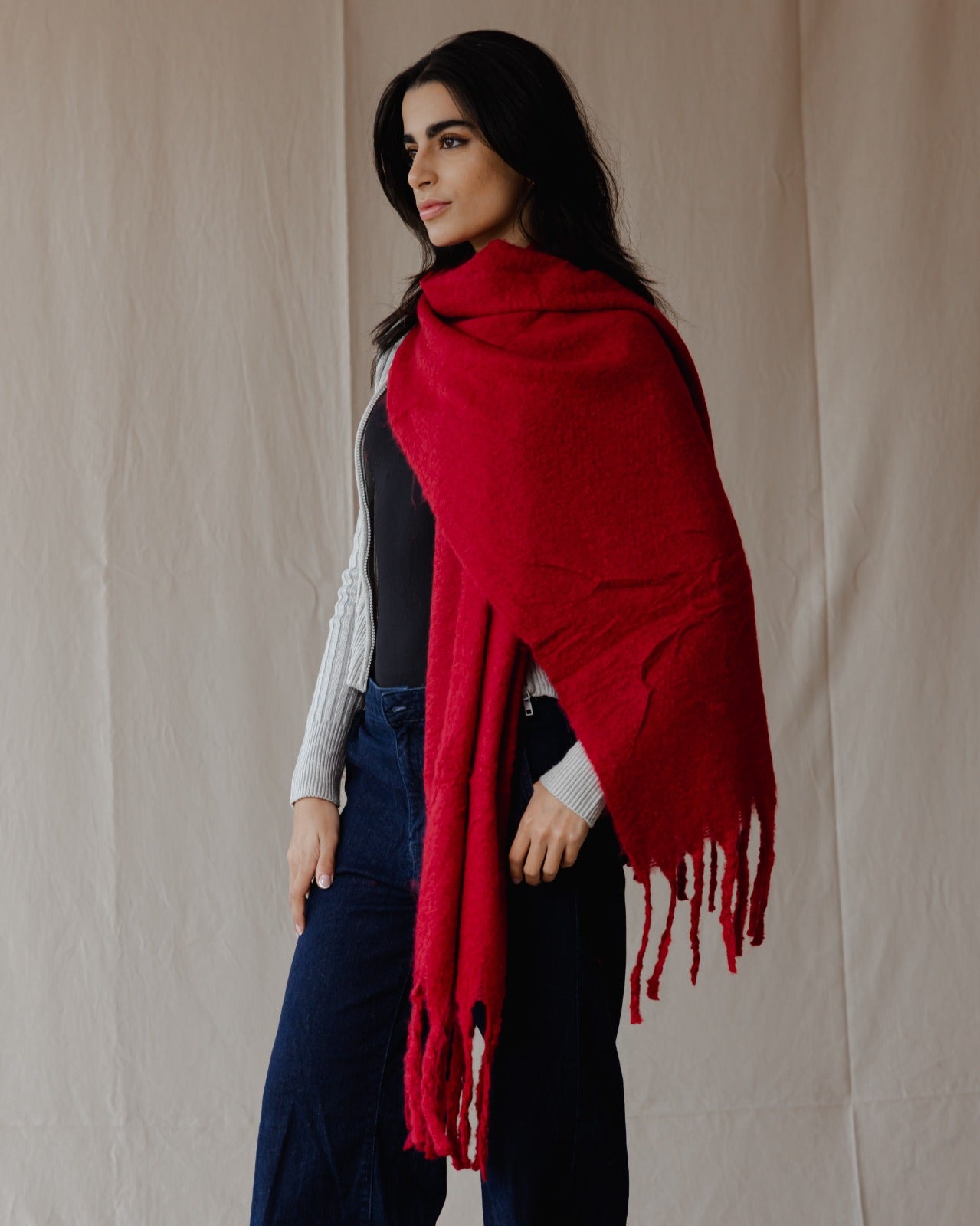 Plain Winter Scarf Red