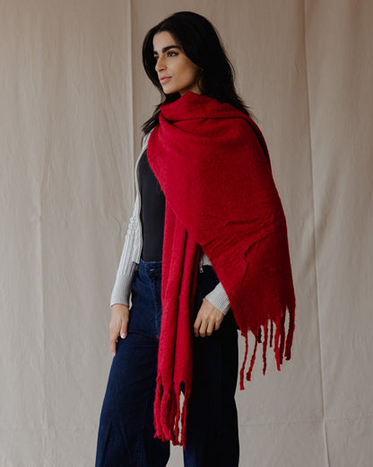 Plain Winter Scarf Red