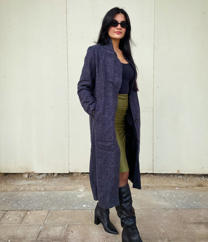 Cappotto Camilla in tweed Blu scuro