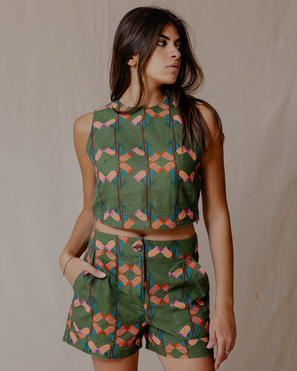 Conjunto de linho Alice&#39;s Garden Verde