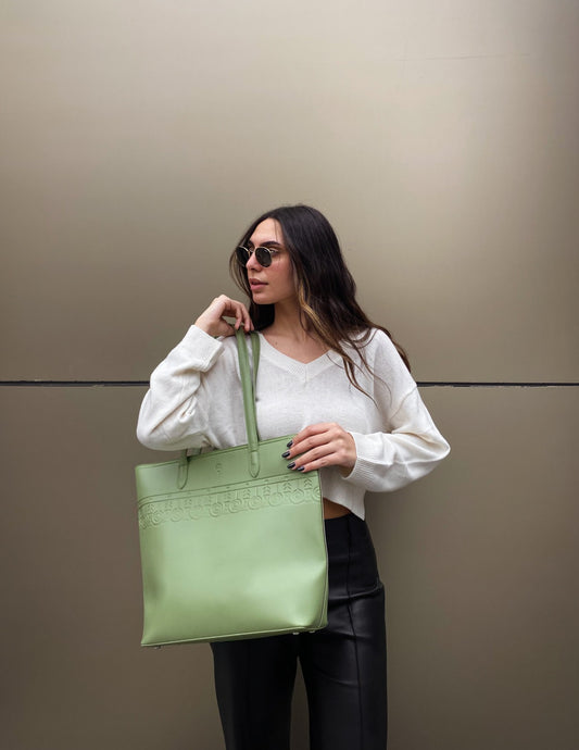 Tote in pelle Clan Pistacchio