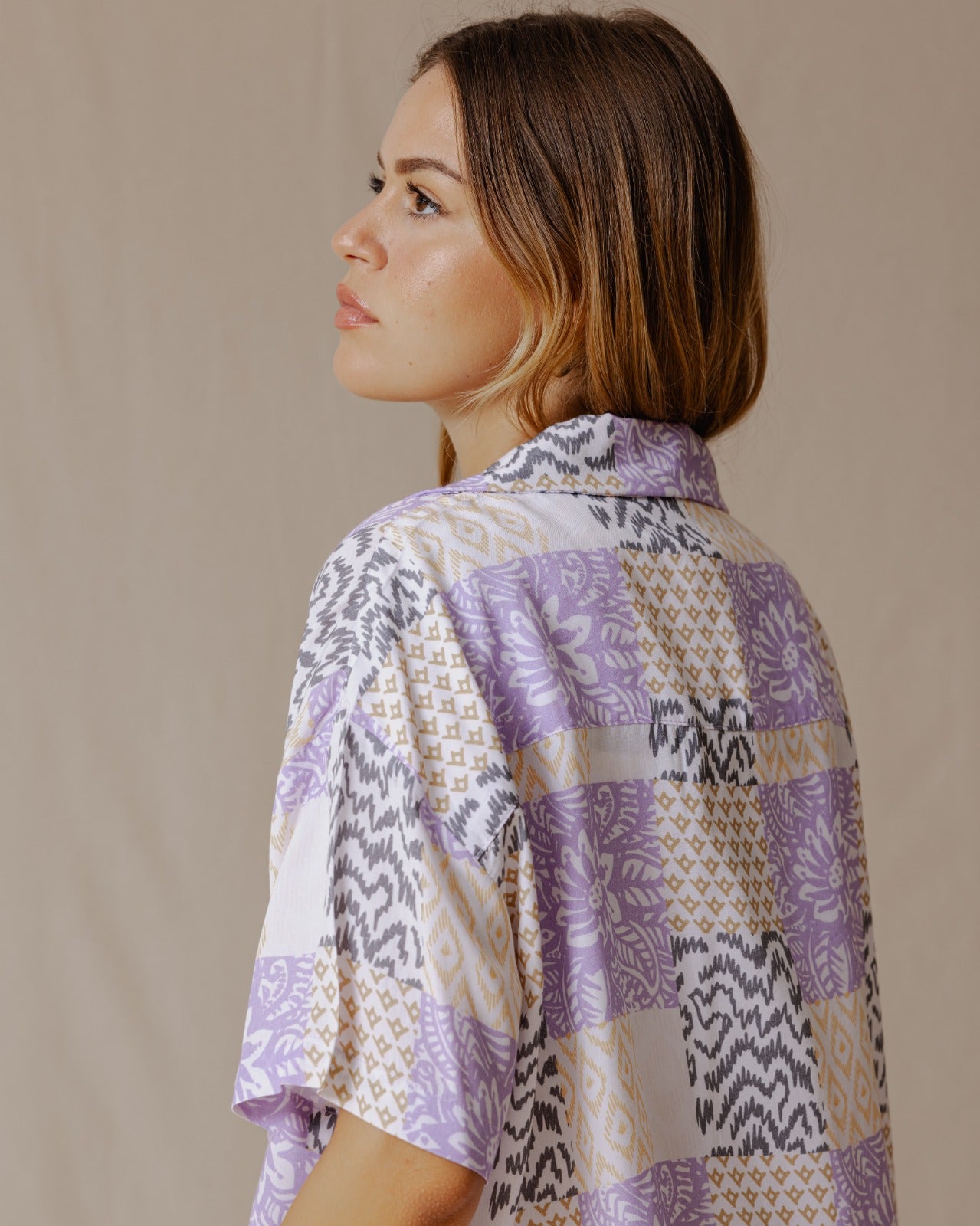 Summer Patchwork Shirt Purple