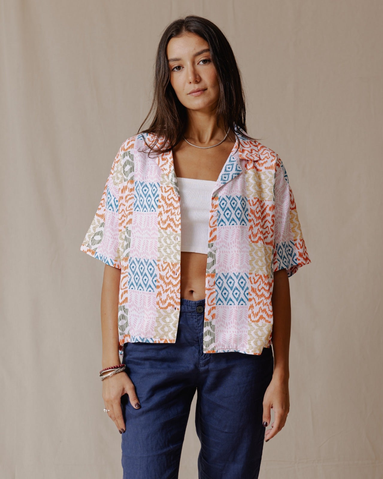 Camisa Patchwork Verão Amarela