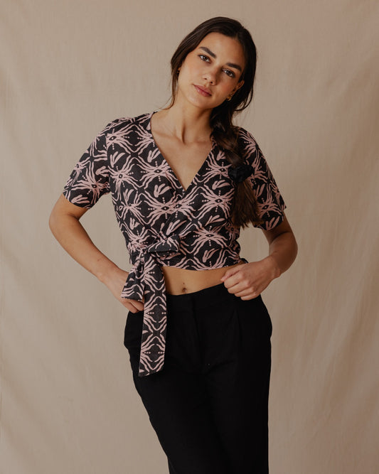 Bali Trip Linen Top Charcoal