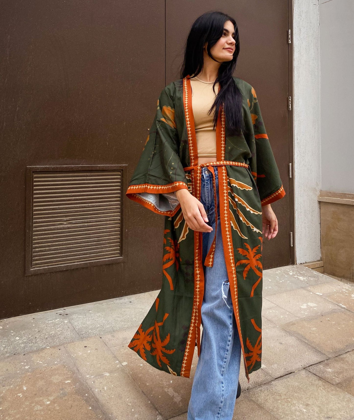 Island Dreams Kimono Invernal Oliva