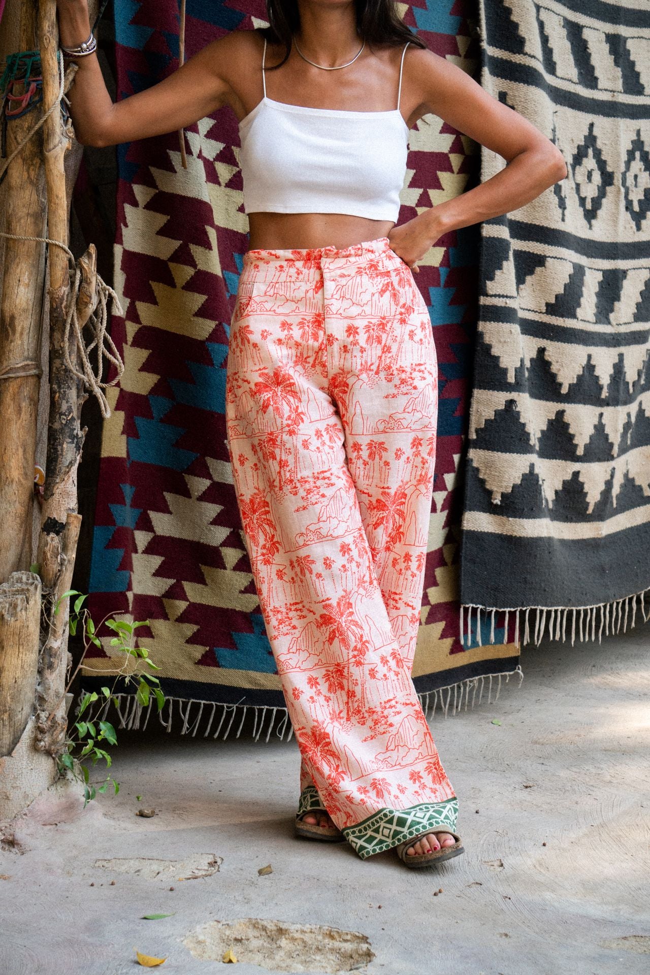 Pantalon en lin Coast Palm Rouge