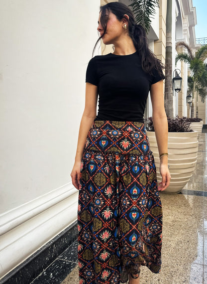 Damask Rose Maxi Skirt