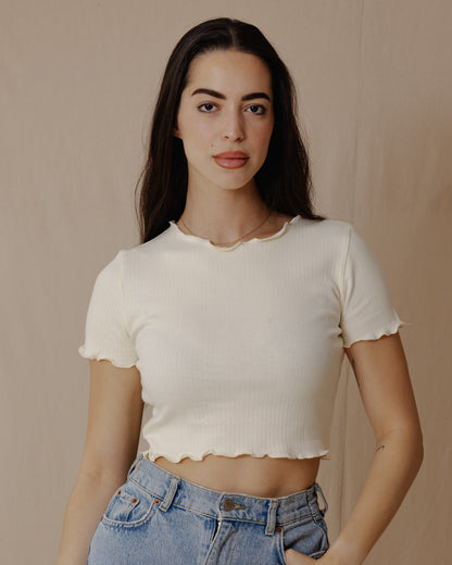 Todos os dias Crop Top Amarelo claro