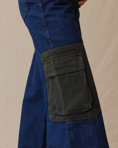 Pantalon en denim à poches cargo