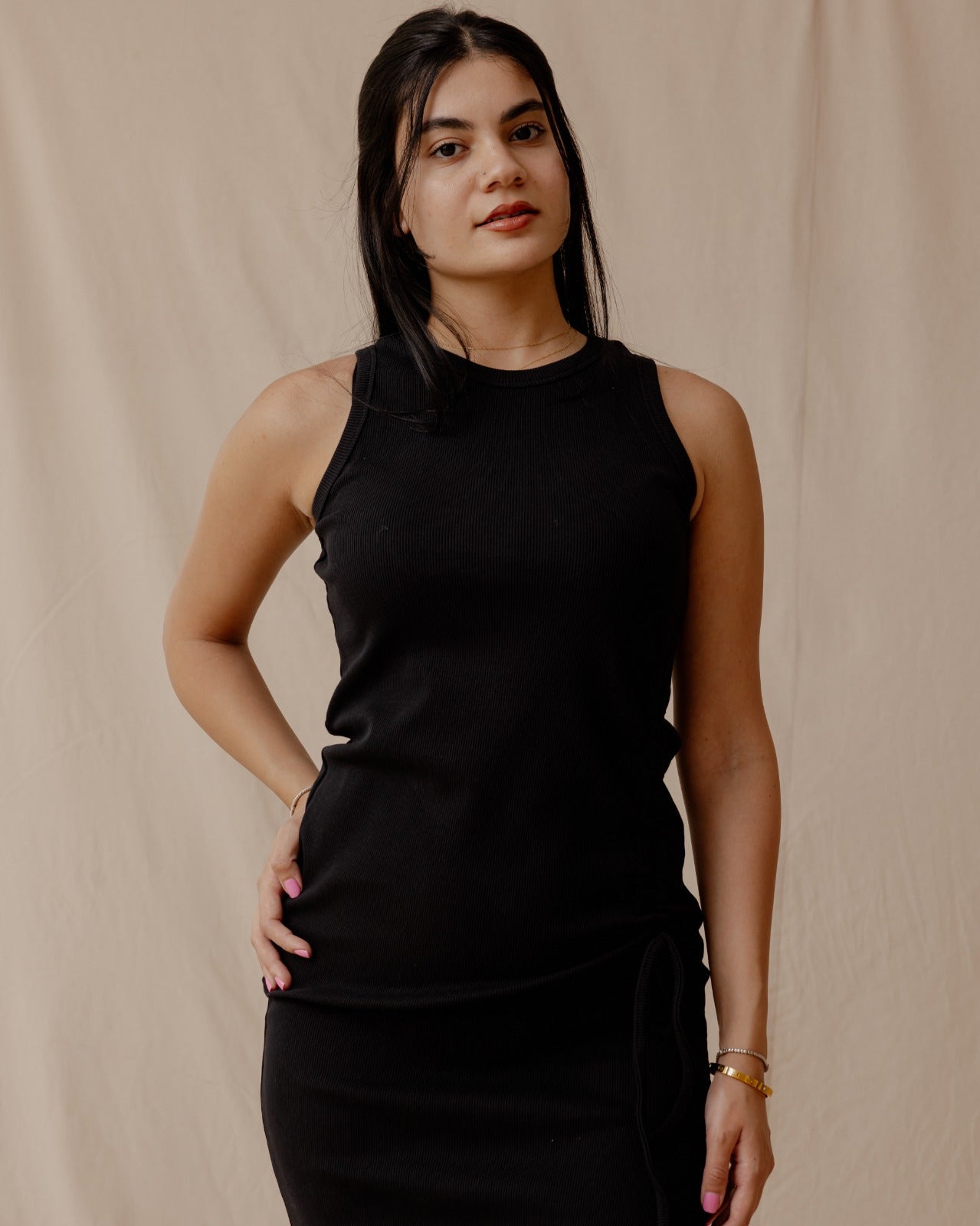 Vestido ajustado con cordón Negro