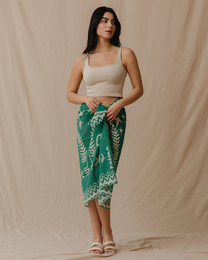 Boho Birds Voile Wrap em verde