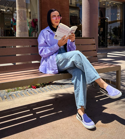 Espadrilles à enfiler violettes et noires