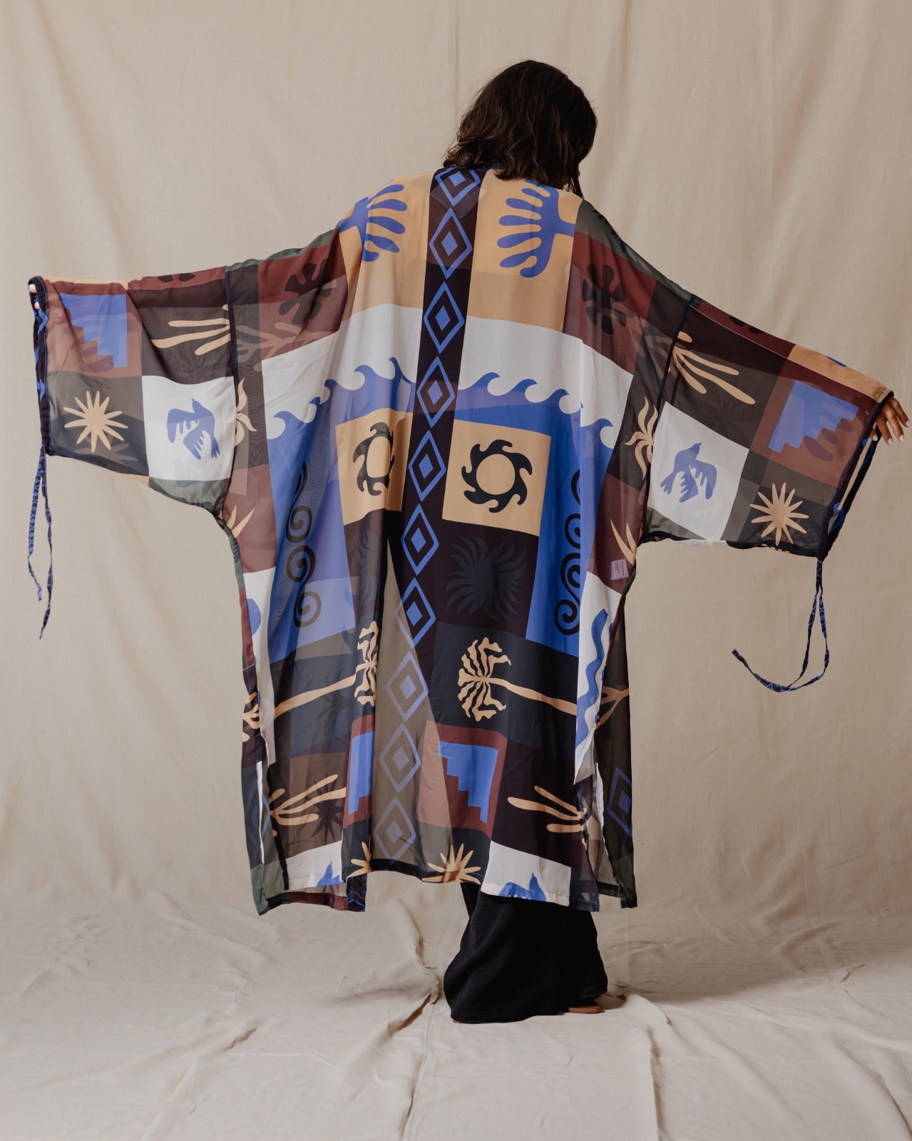 Yukata Kimono In Oliv Und Blau Farben