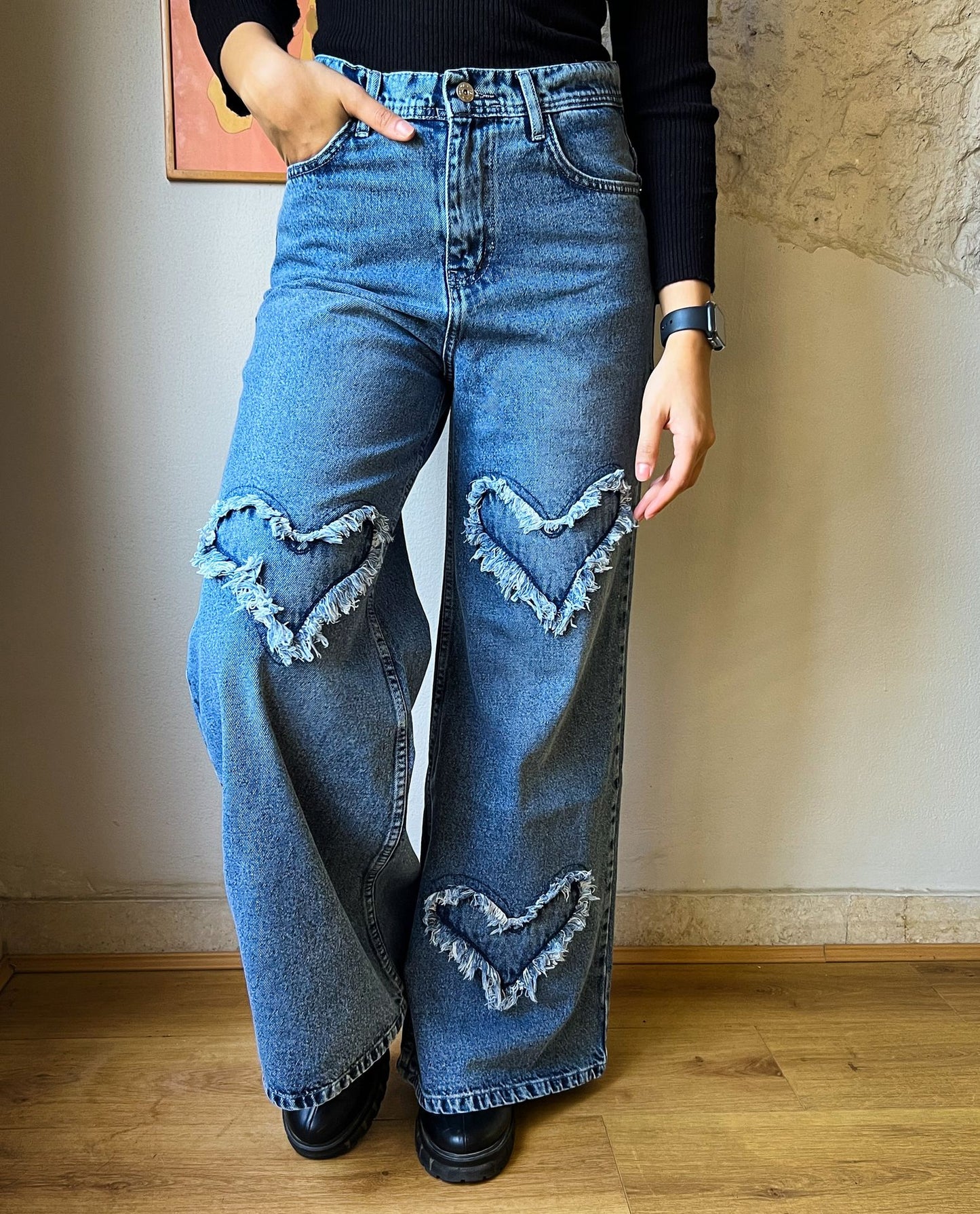 Pantalones vaqueros en forma de corazón