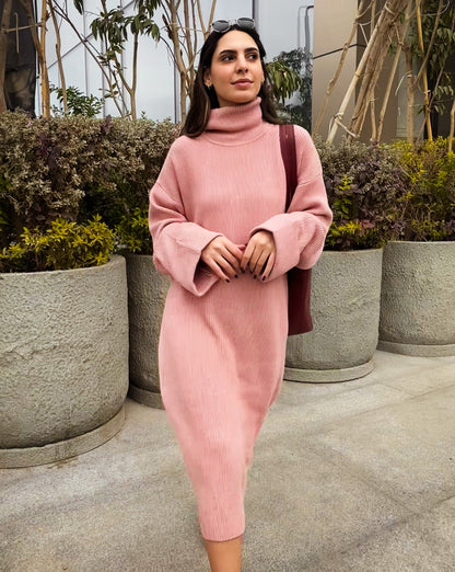 Warm Knit Dress Pink