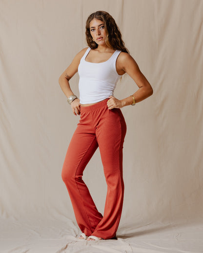 Pantalones Acanalados Flare Brick