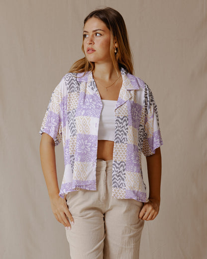 Camicia patchwork estiva viola