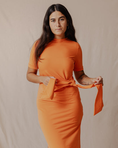 Robe en coton à nouer sur le côté Orange