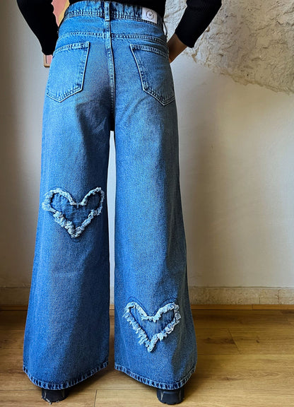 Heart-Shaped Denim Pants