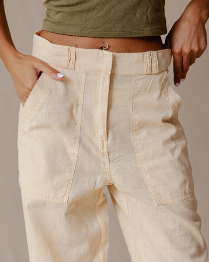 Pantalon classique en lin beige