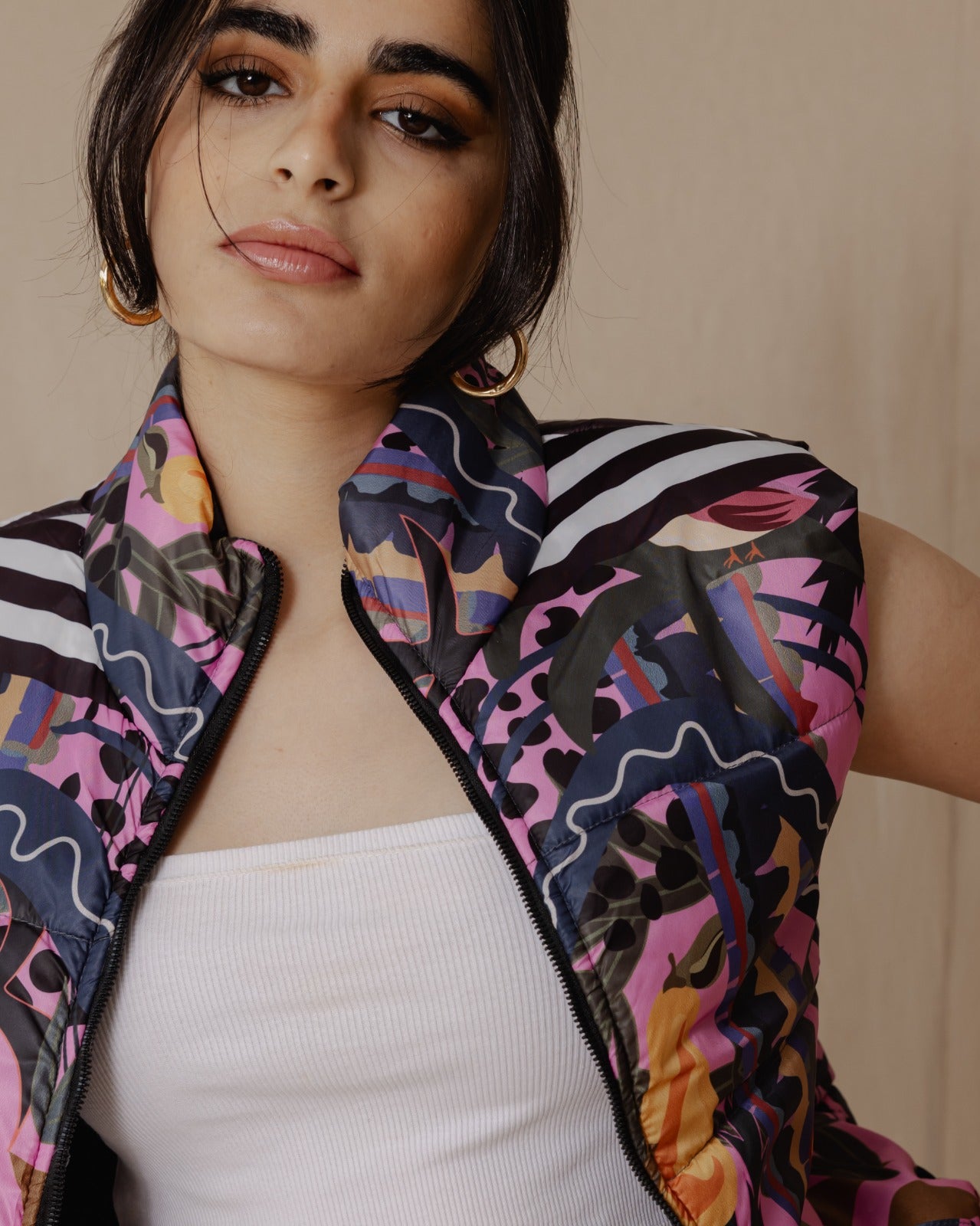 Gilet impermeabile Tropical Feels Rosa shocking