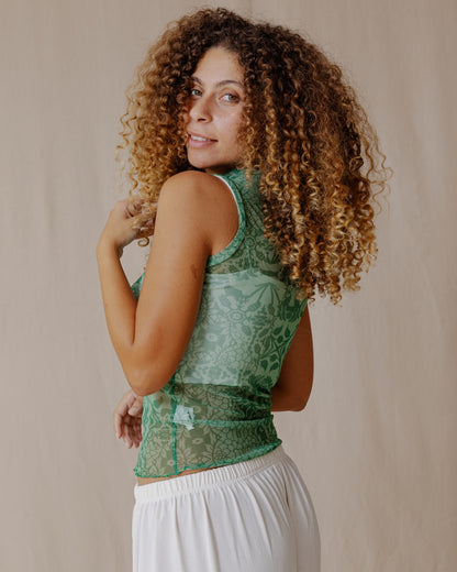 Blusa de malha floral Fusion verde