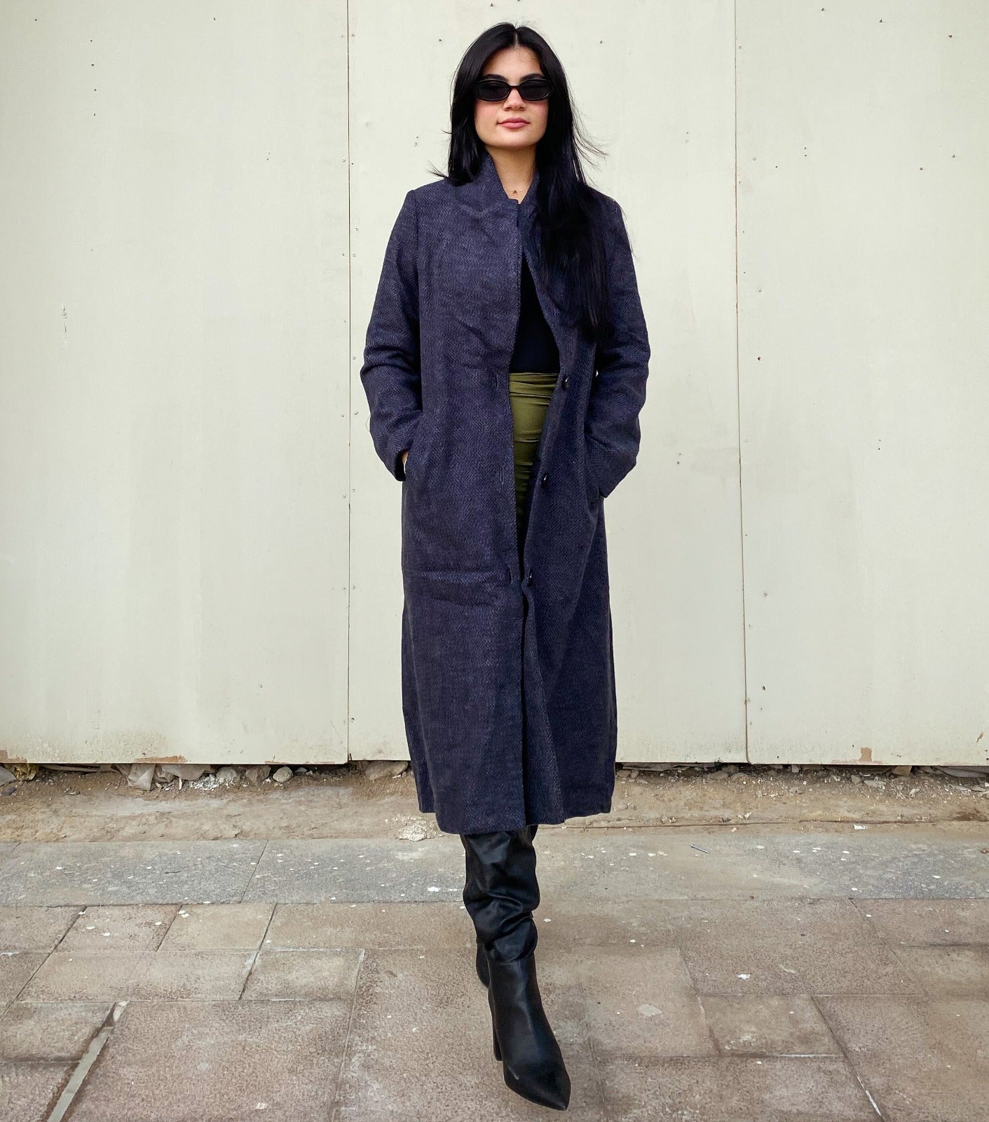 Manteau Camilla en tweed bleu marine