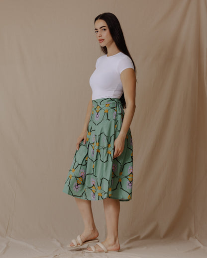 Falda Midi Lilly Of The Valley Verde Menta