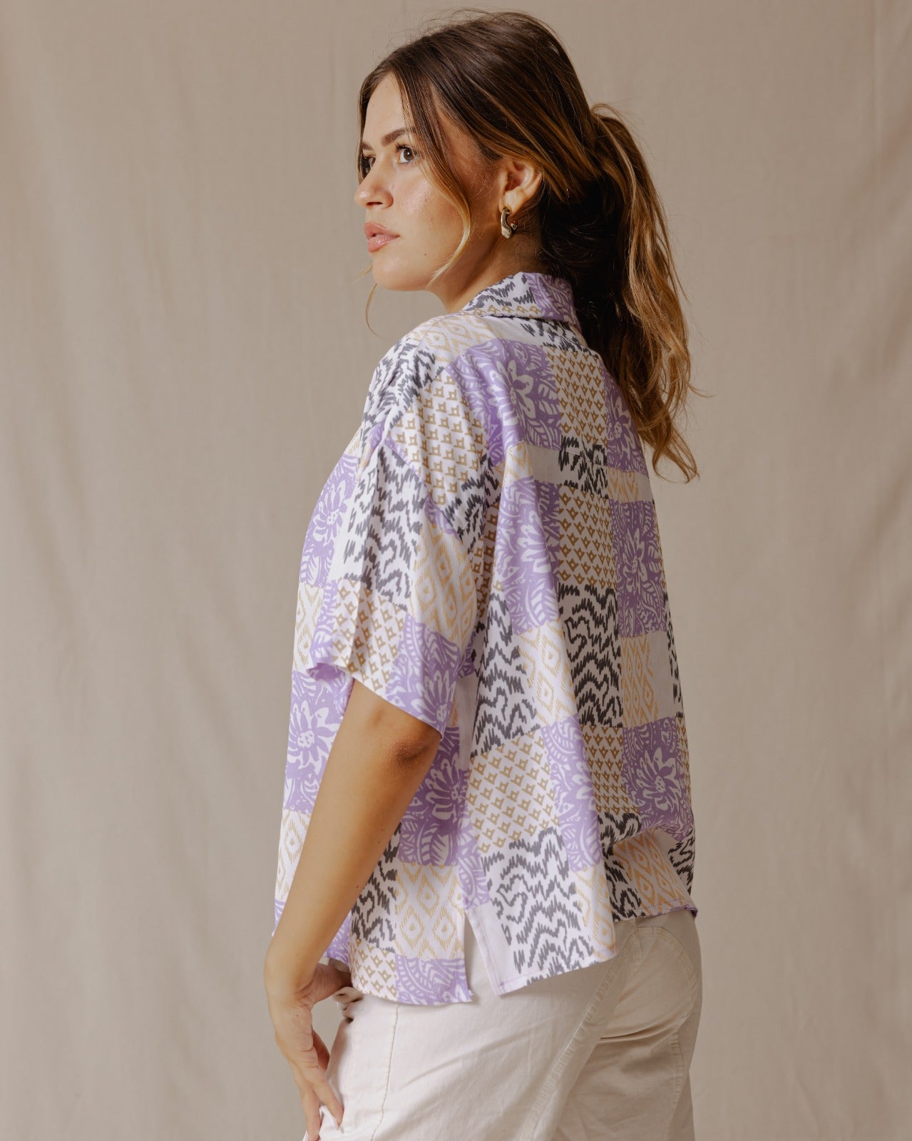 Summer Patchwork Shirt Purple