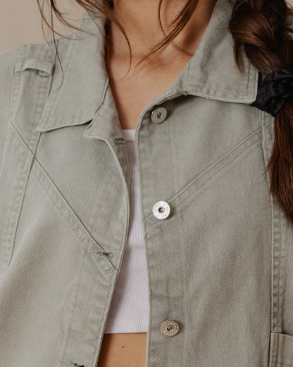 Gilet en denim délavé Olive