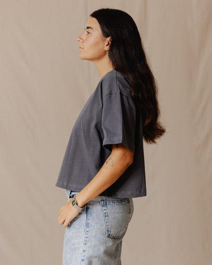 Indian Elephant Cropped Tee Gris