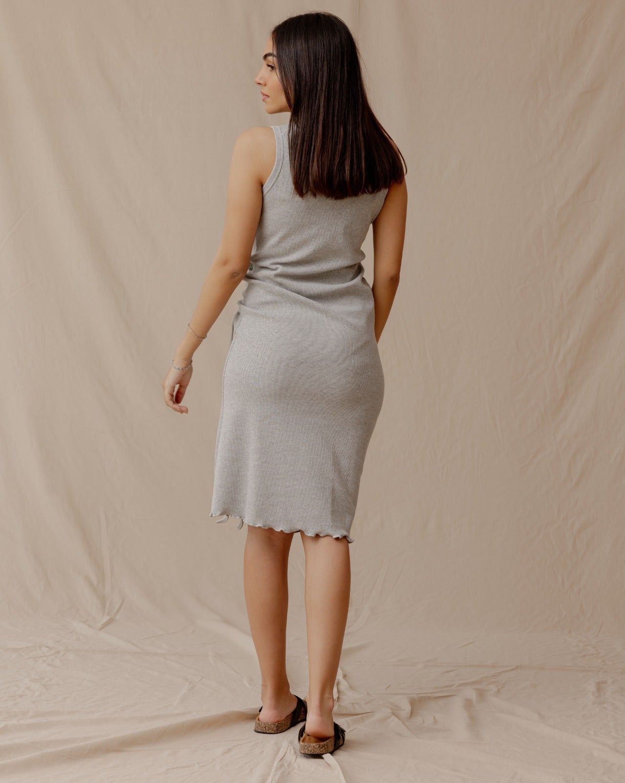 Drawstring Fitted Dress Grey