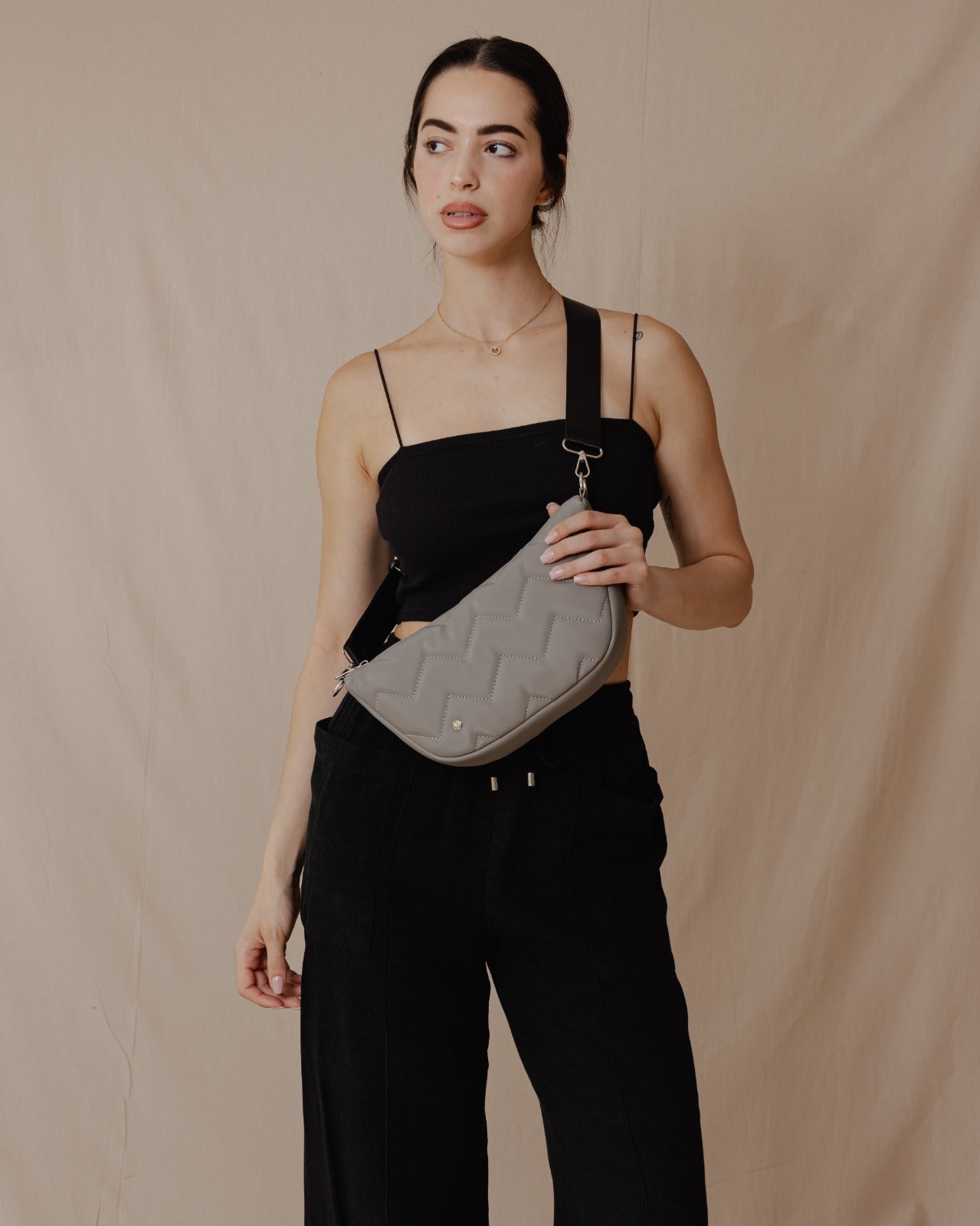 Quilted Sling Bag Grey
