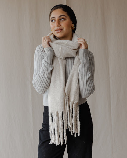 Plain Winter Scarf Creme