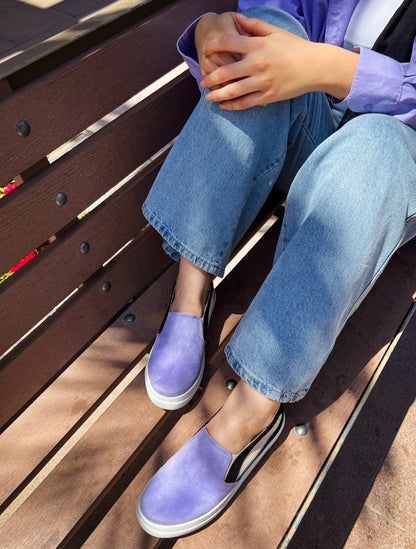 Espadrilles à enfiler violettes et noires