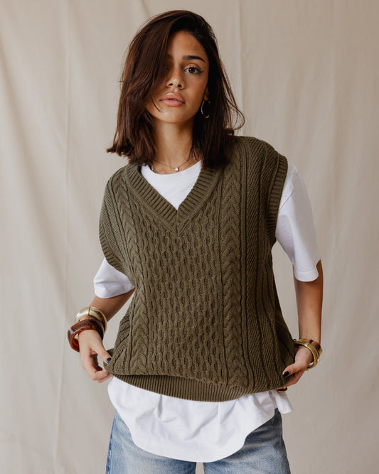 Olive Tricot Vest