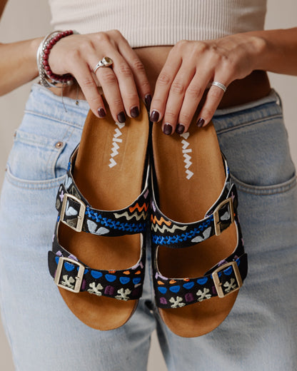 Chanclas Líneas Boho Negro