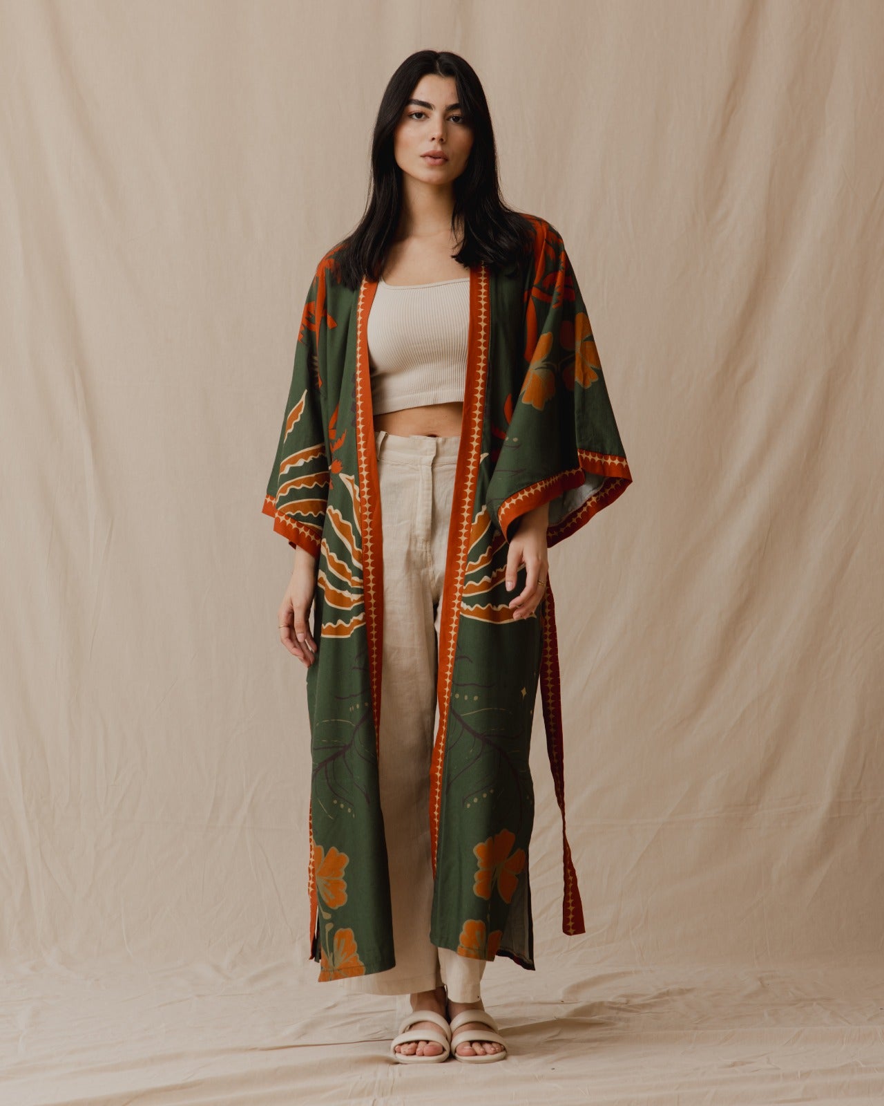 Island Dreams Kimono Olive