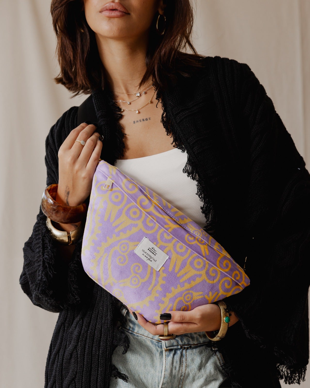 Tribal Birds Lilac X Hot Yellow Fanny Pack