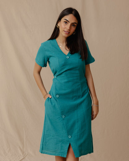 Robe en lin Resort Turquoise