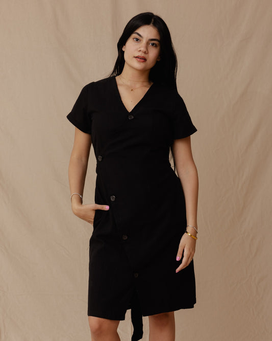 Resort Linen Dress Black