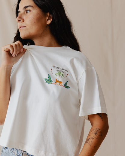 Care Free Cropped Tee Blanco