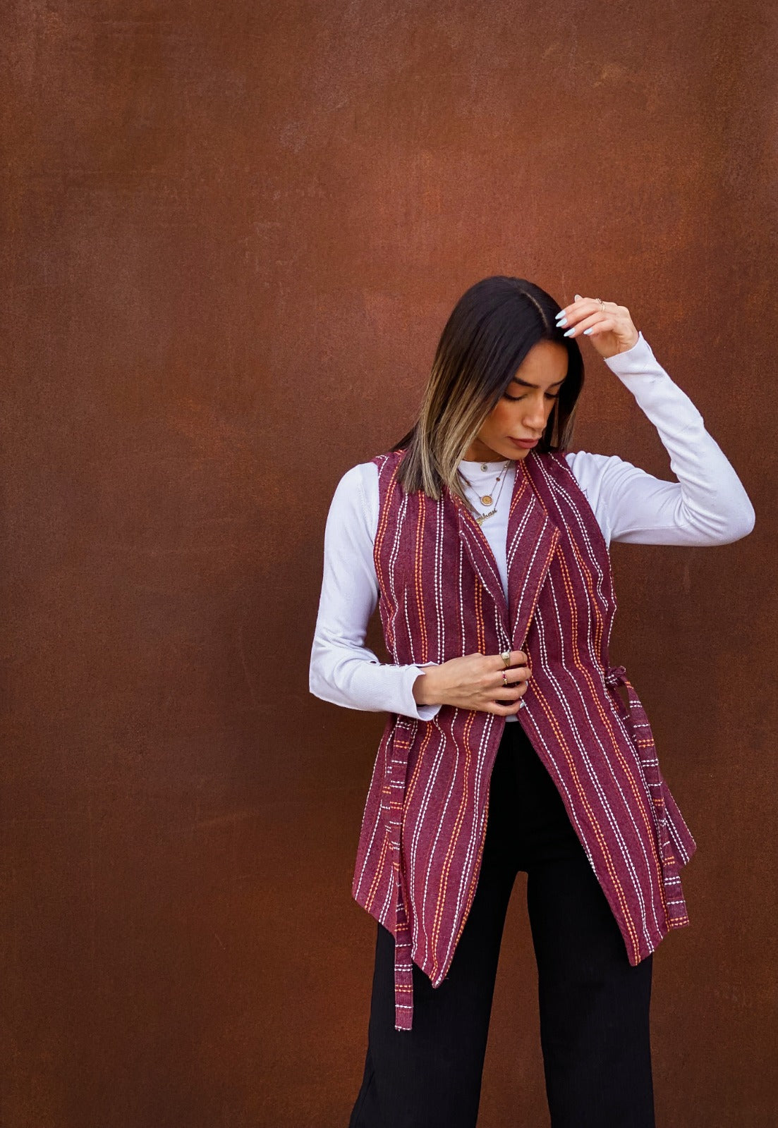 Gilet Grace in cotone bordeaux