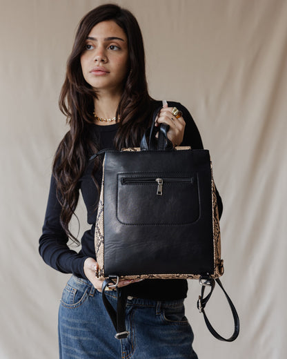 Rectangle SnakeSkin Backpack Brown