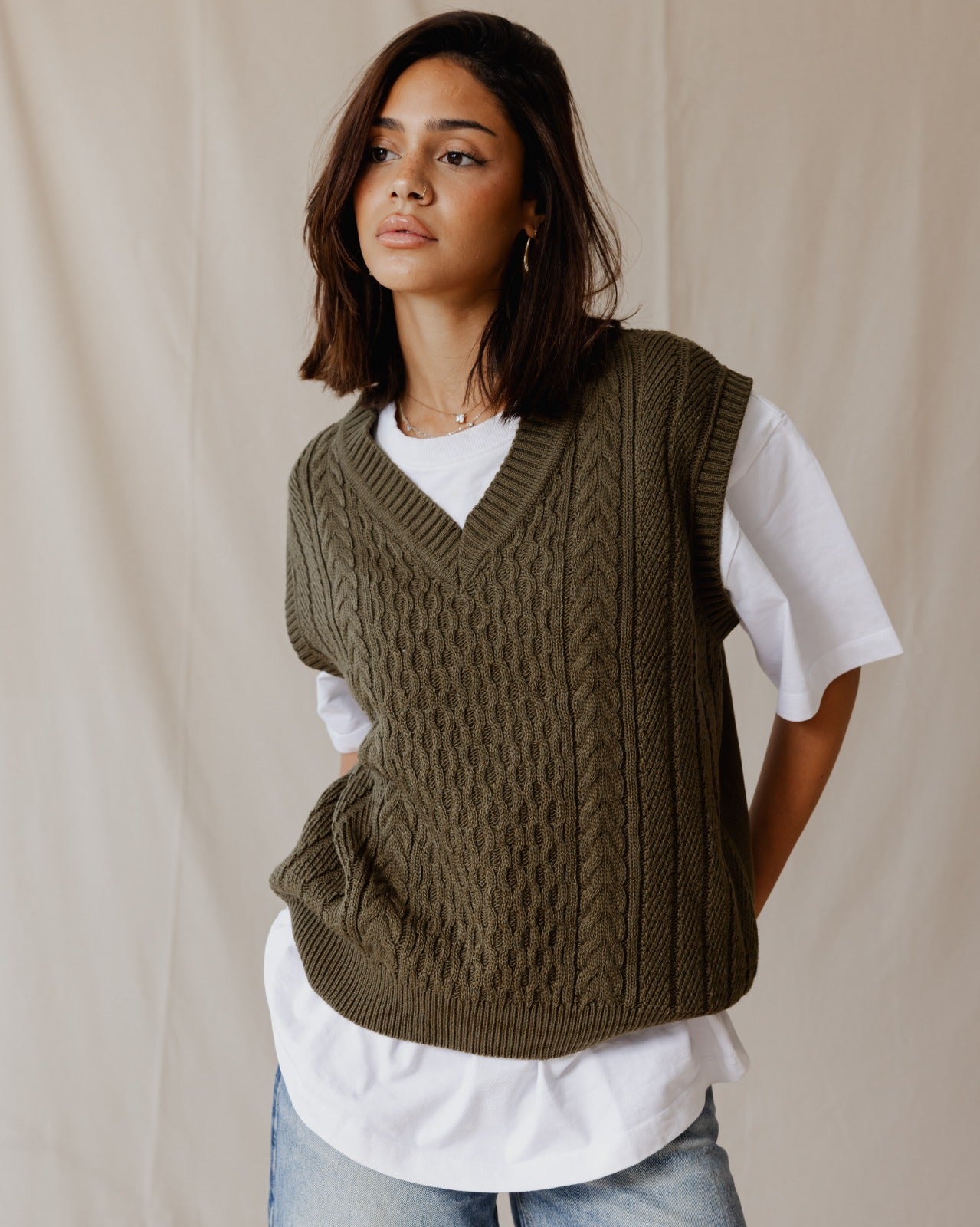 Olive Tricot Vest