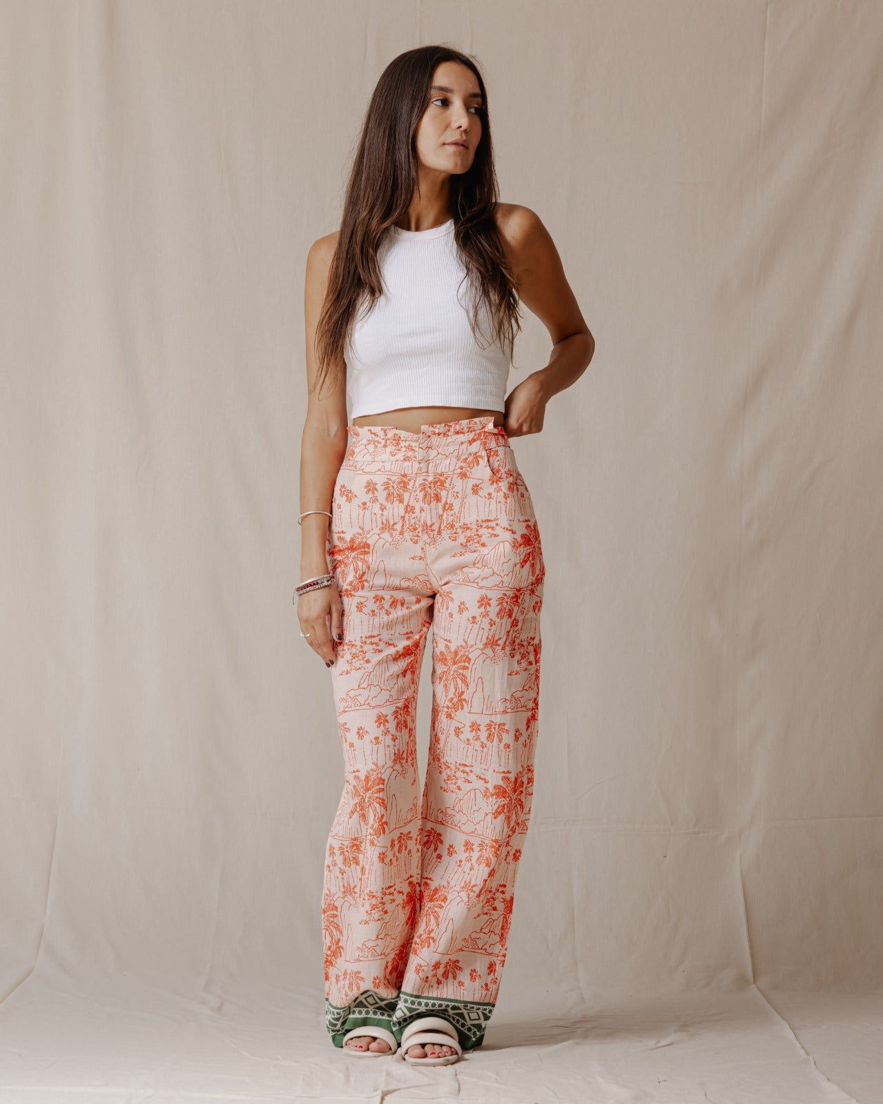 Pantalon en lin Coast Palm Rouge