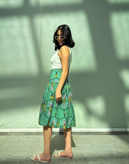 Falda Midi Lilly Of The Valley Verde Menta