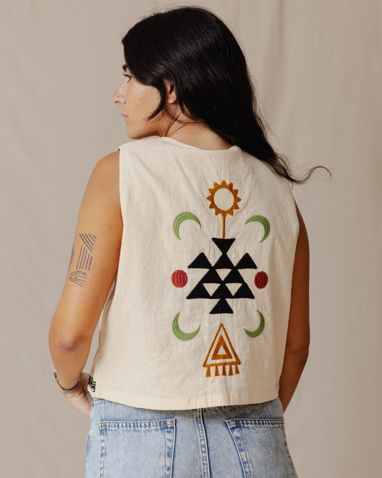 Gilet Le Lézard Boho Blanc Cassé