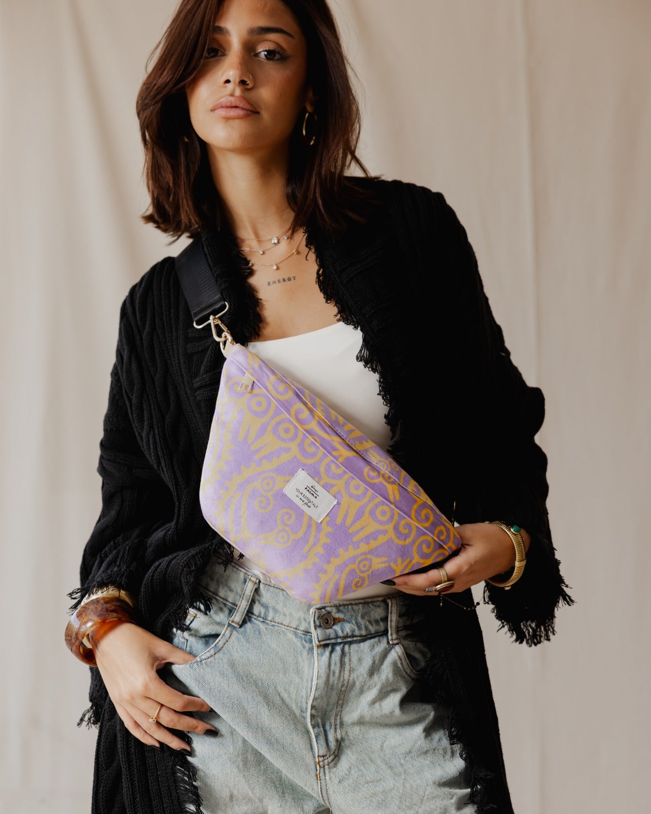 Tribal Birds Lilac X Hot Yellow Fanny Pack