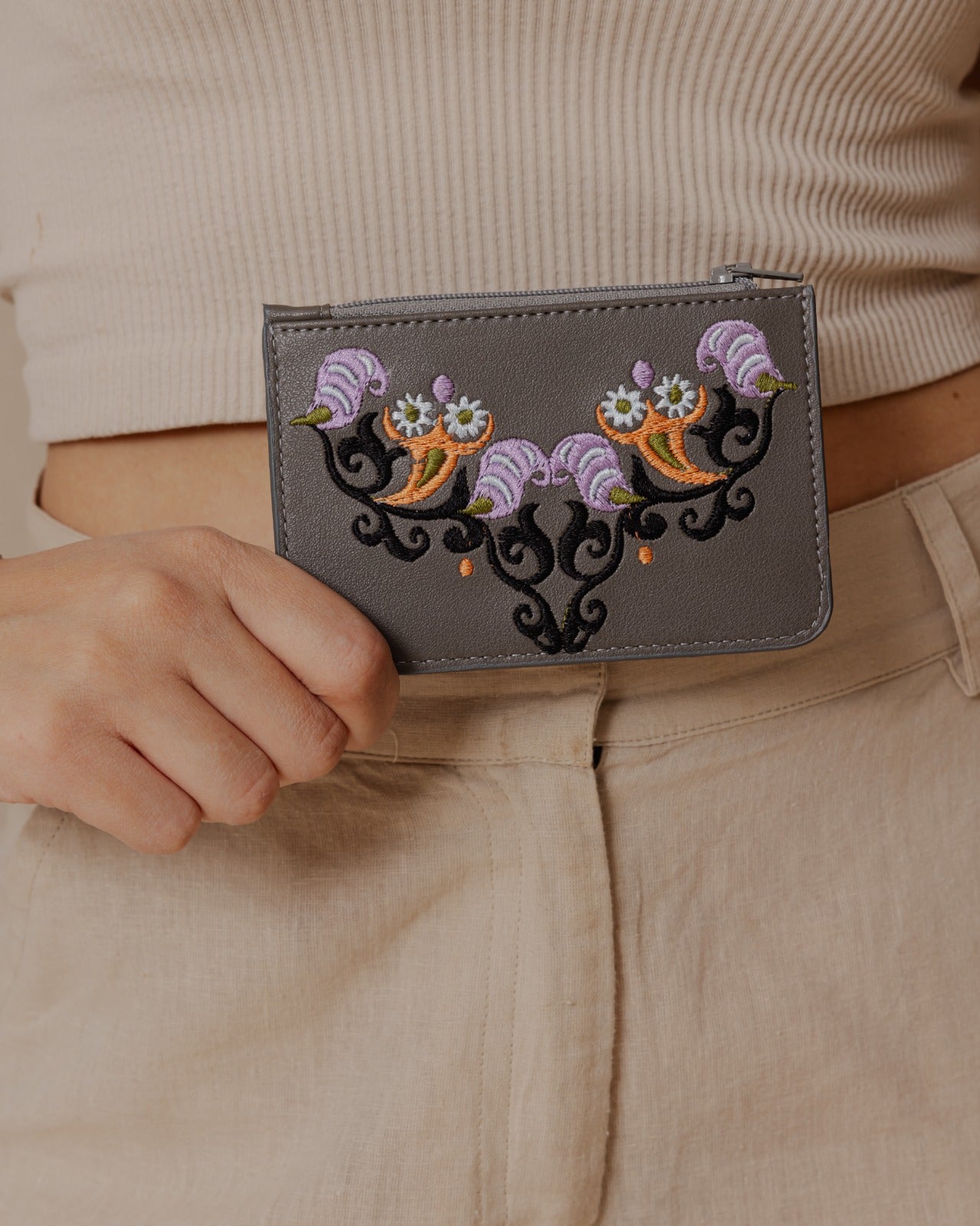 Paisley And Daisies Portefeuille Gris